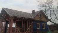 замена старой кровли на новую с каркасной пристройкой